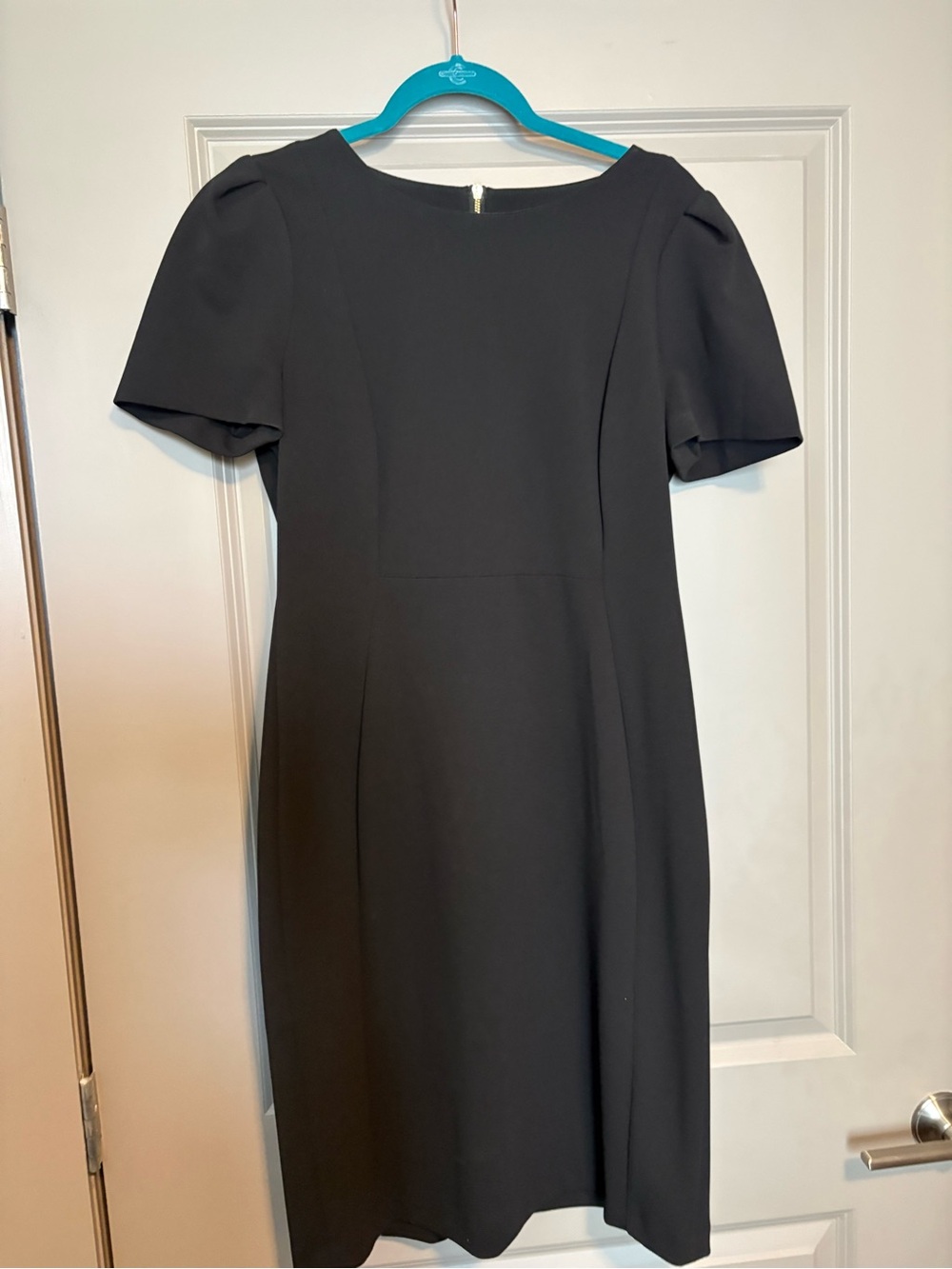 Calvin Klein Black Short Sleeve Midi Sheath Dress